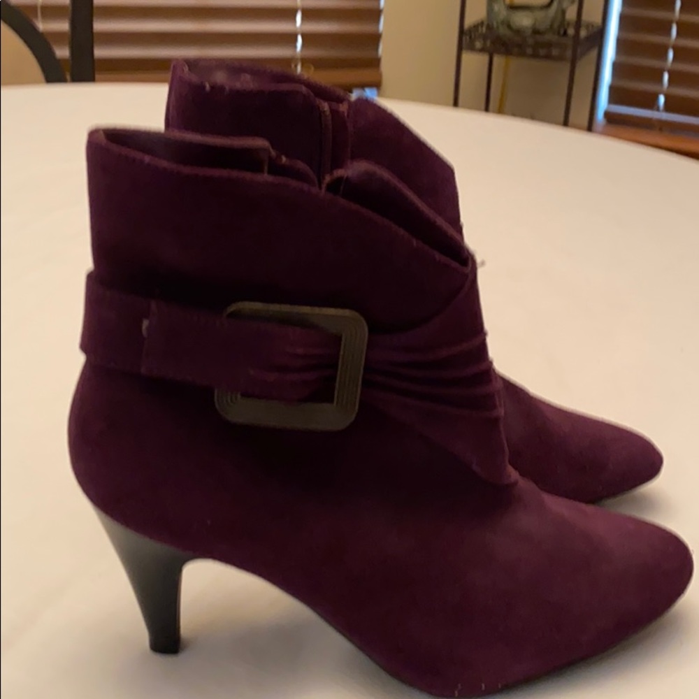 Purple suede ankle boots